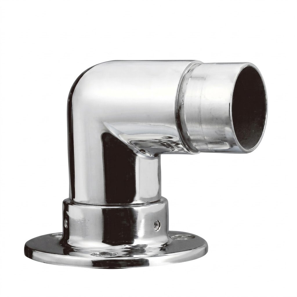 90-Degree Handrail End Post Elbow with Base Flange​