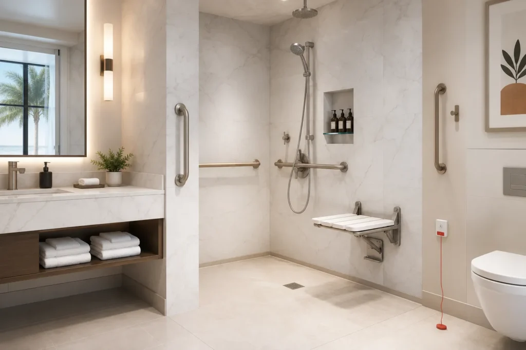 Accessible Bathroom in Accessible Hotel Room in Dubai