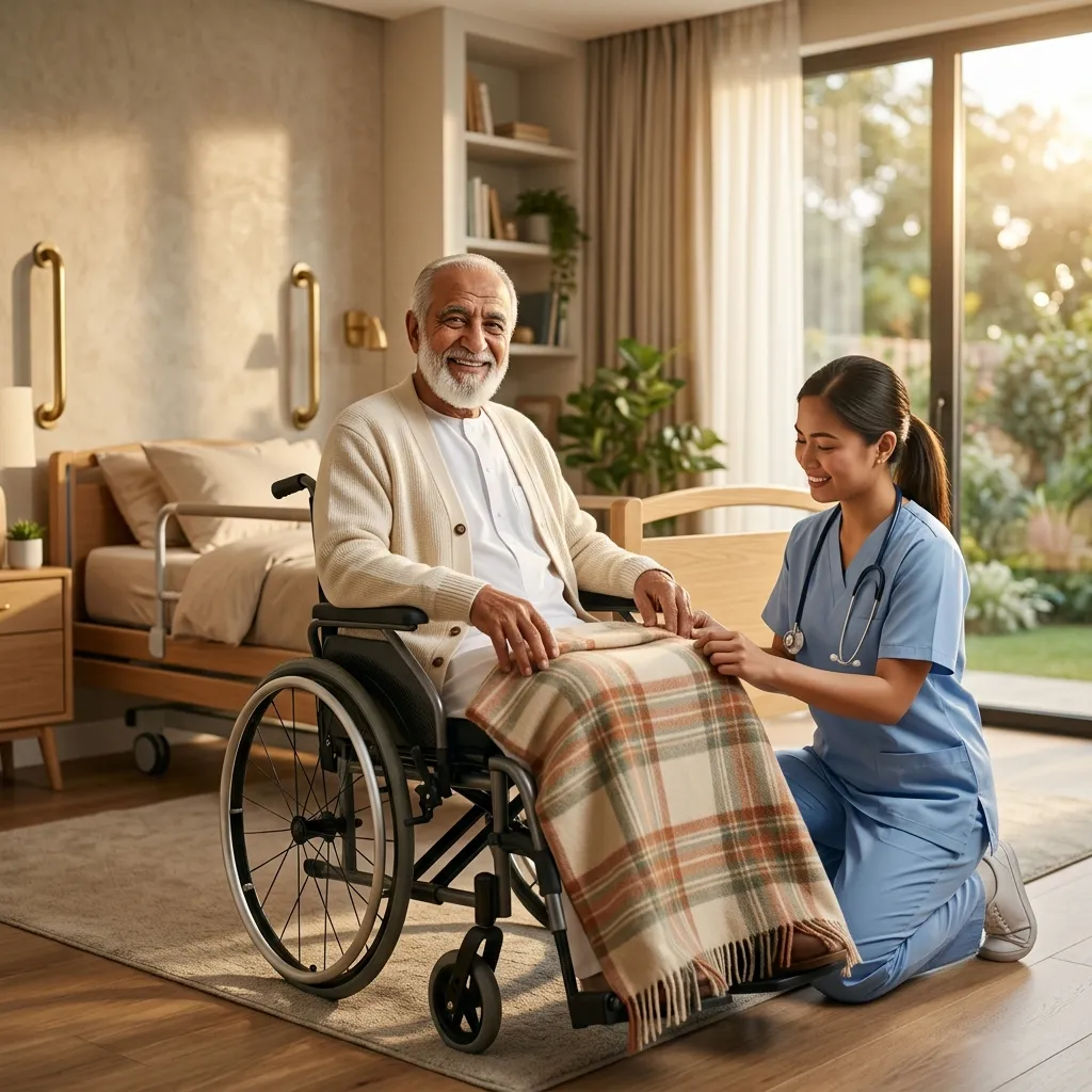 caregiver assisting a resident at home