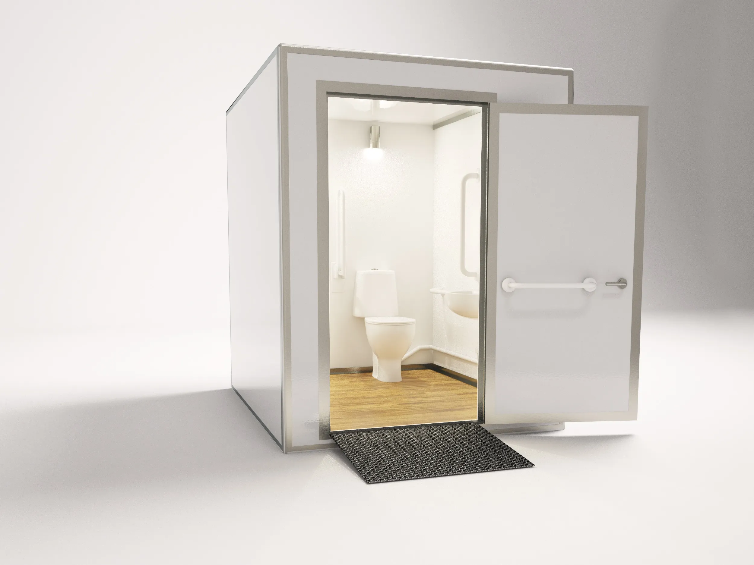 Modular accessible toilet pod unit on site