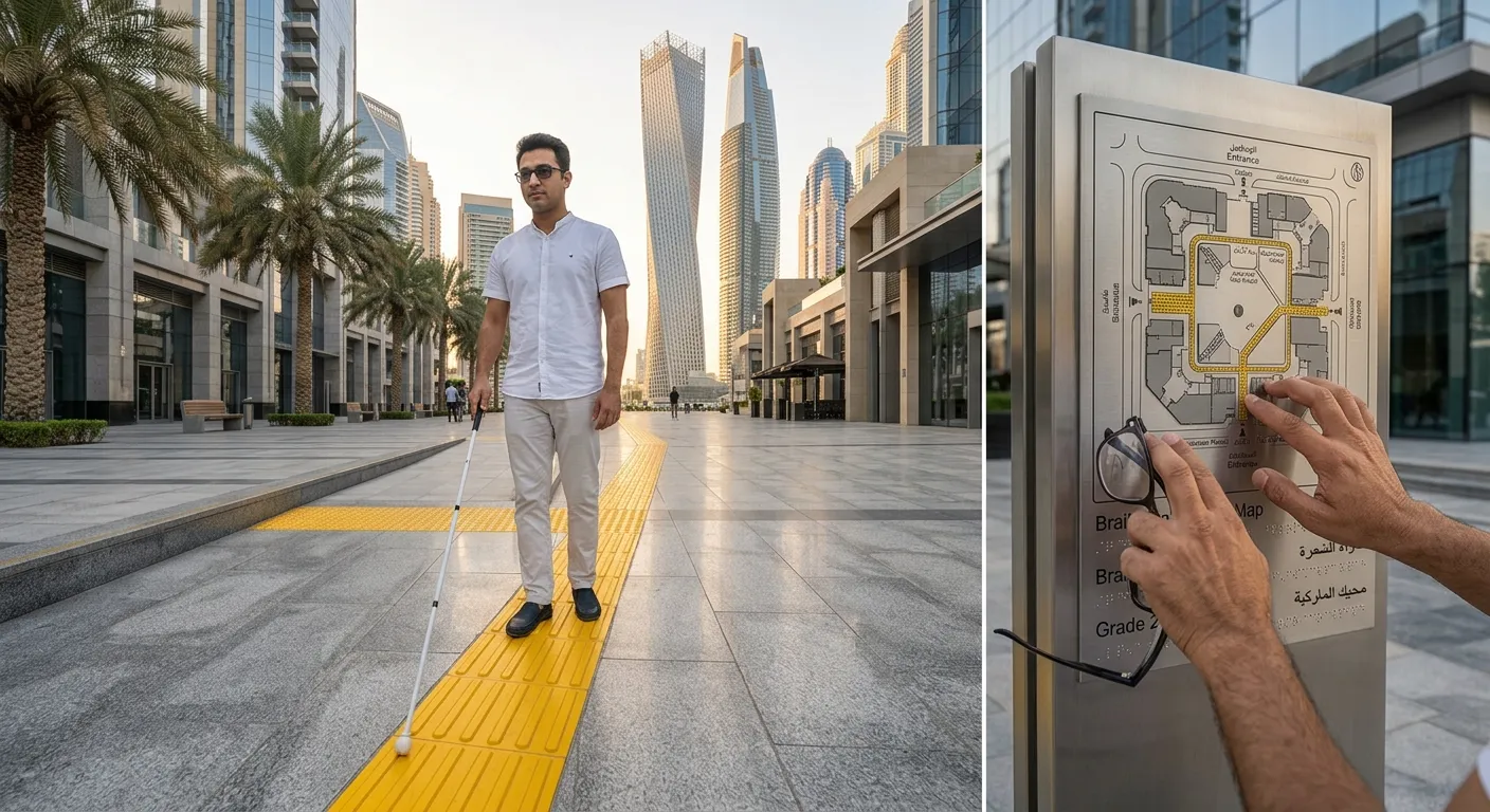 Accessibility compliance signage reviewed during a commercial development design stage in Dubai
