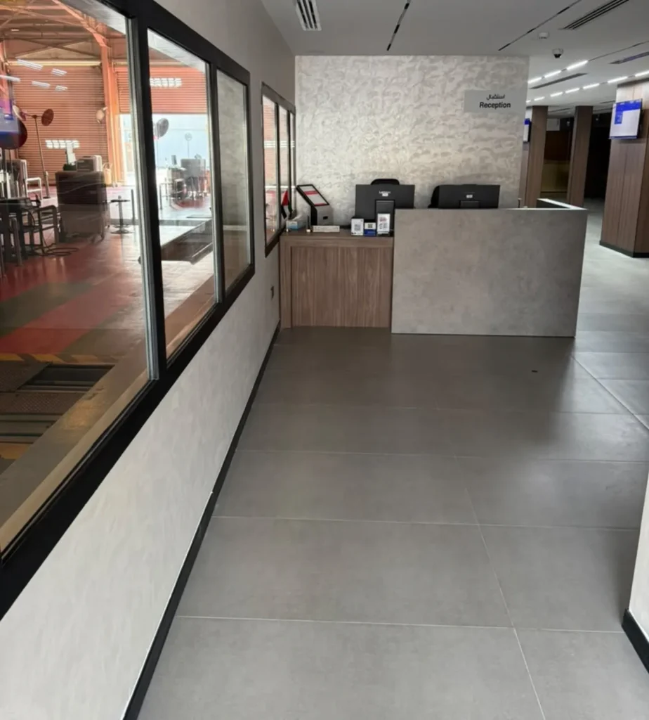AG Cars vehicle testing center reception before installation of tactiles